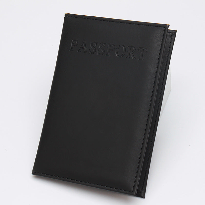 Black leather passport holder and card holder case