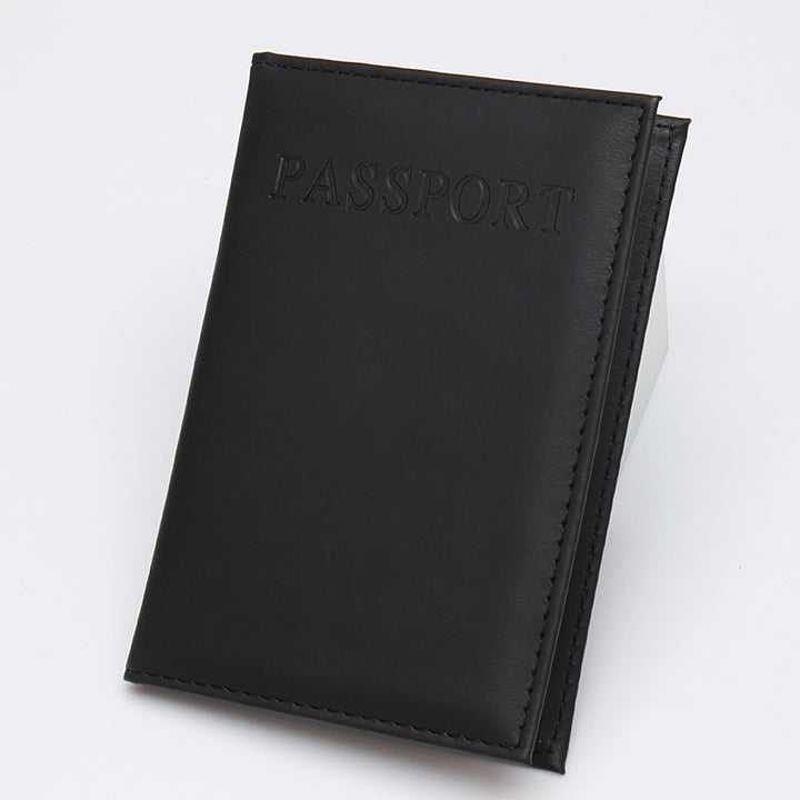 Black leather passport holder and card holder case