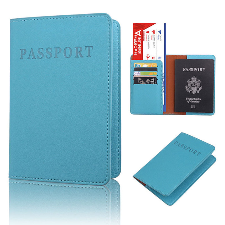 Solid color leather passport holder for travel